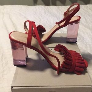 Urban Outfitters Red Rachel Lucite Block Heels